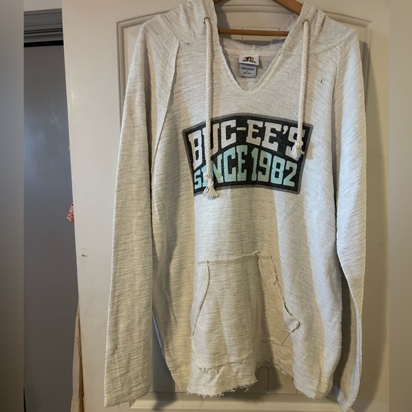 50%off w♥️ Buc-ees Sweatshirt raw edge grey Long Sleeve Buc-ees hobo oversized - Picture 1 of 9